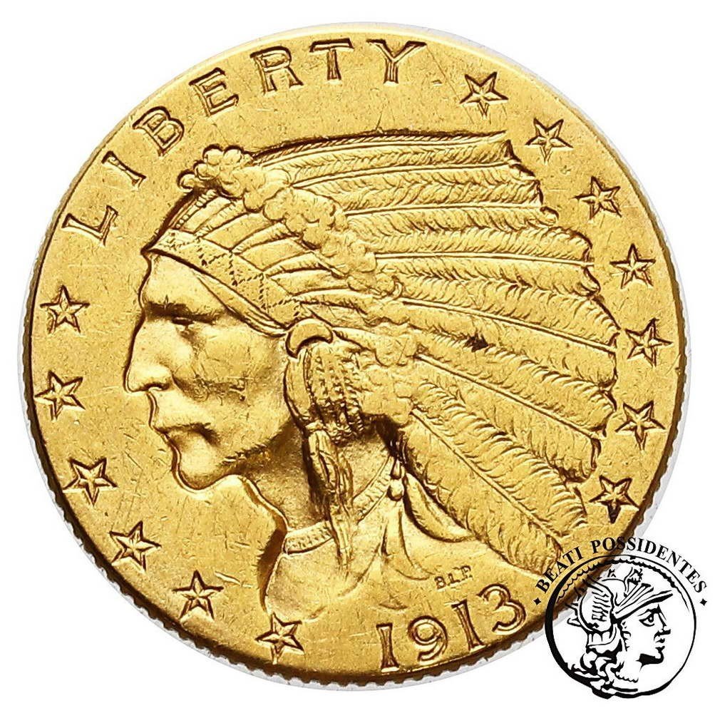 USA 2 1/2 dolara 1913 Indianin st. 3+