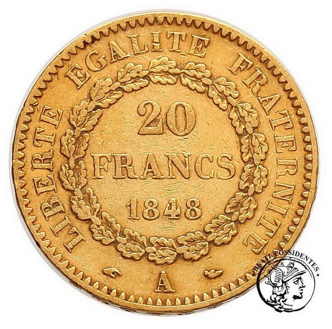 Francja 20 Franków 1848 A II Republika st.3+