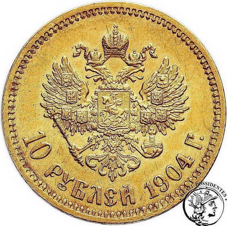 Rosja Mikołaj II 10 rubli 1904 st. 2+