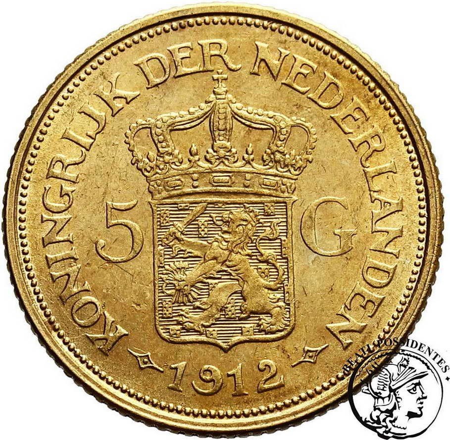 Holandia 5 Guldenów 1912 Wilhelmina st.2+