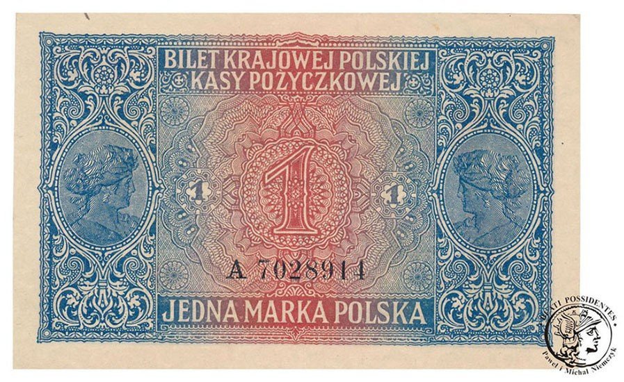 Banknot 1  marka polska 1916 - Jenerał – ser A st. 1- (UNC-)