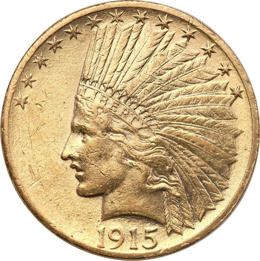 USA 10 dolarów 1915 Philadelphia Indianin st.1