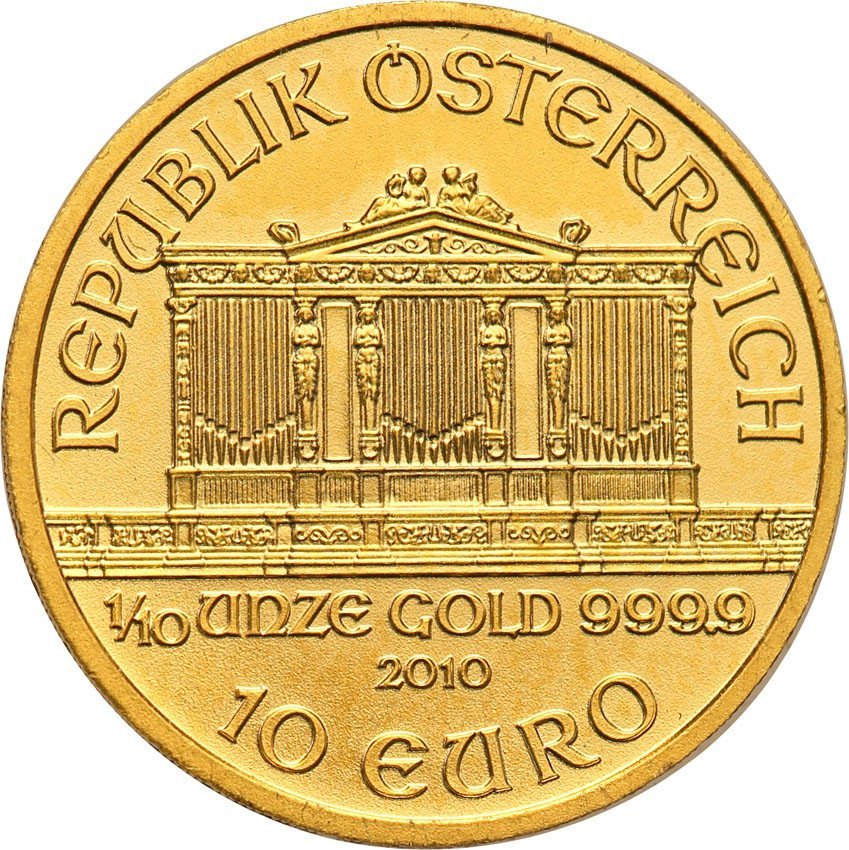 Austria 10 Euro 2010 Filharmonicy (1/10 uncji złota) st.1