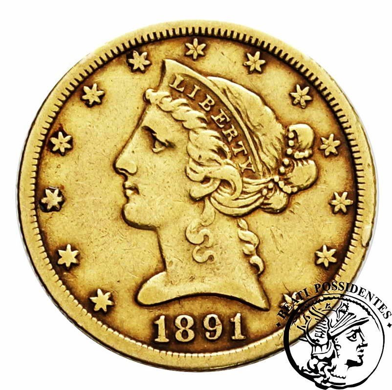 USA 5 $ dolarów 1891 CC Carson City st. 3-
