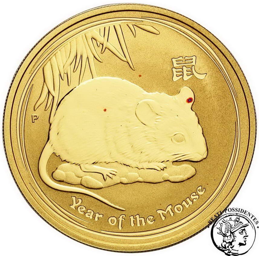 Australia Elżbieta II 100 dolarów 2008 (1 uncja złota) Rok Myszy st. L