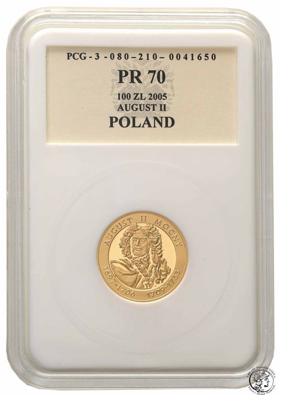 100 złotych 2005 August II Mocny PCG PR70