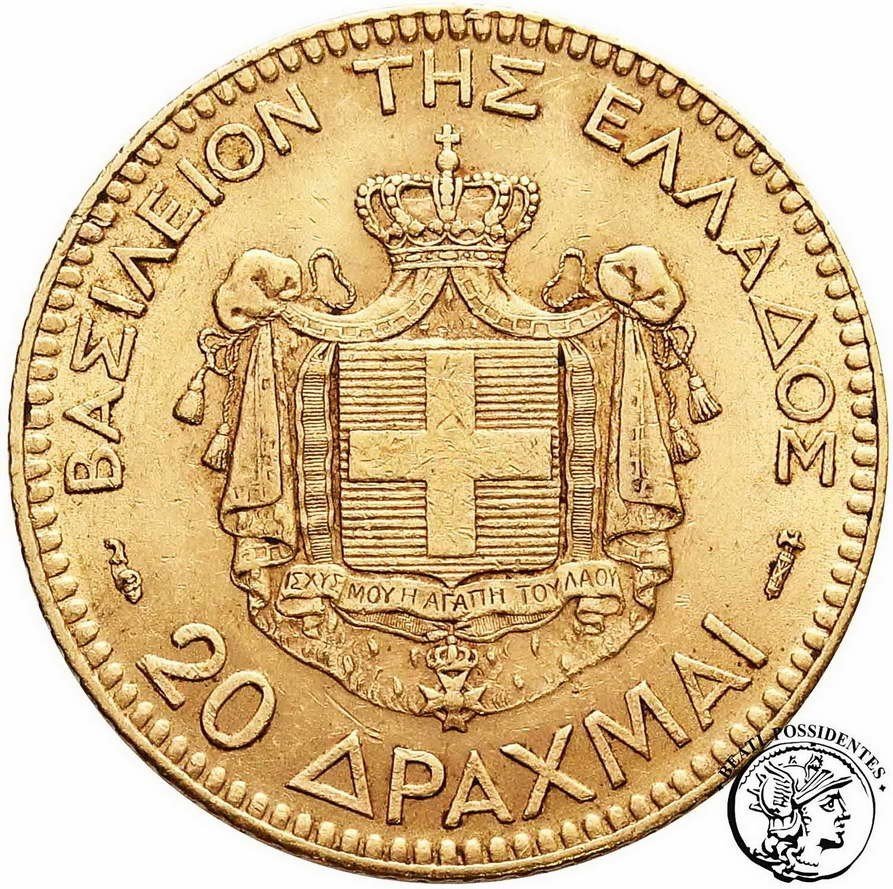 Grecja Jerzy I 20 drachm 1884 st. 3+