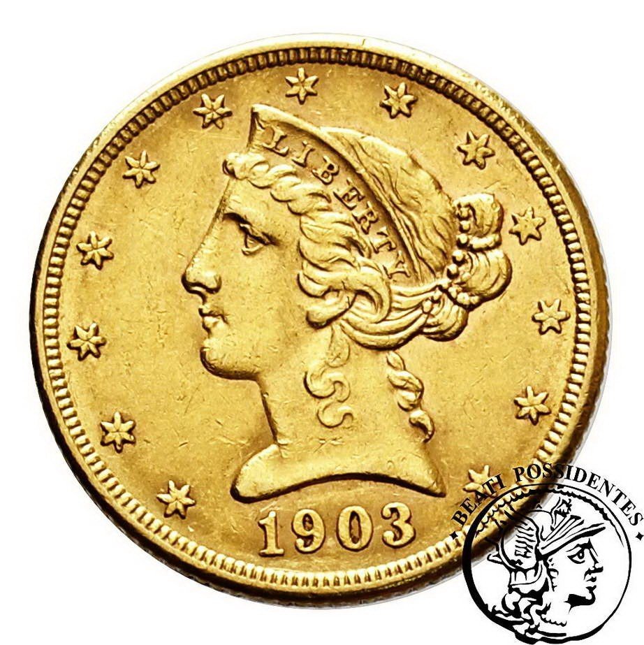 USA 5 $ dolarów 1903 Philadelphia st. 3