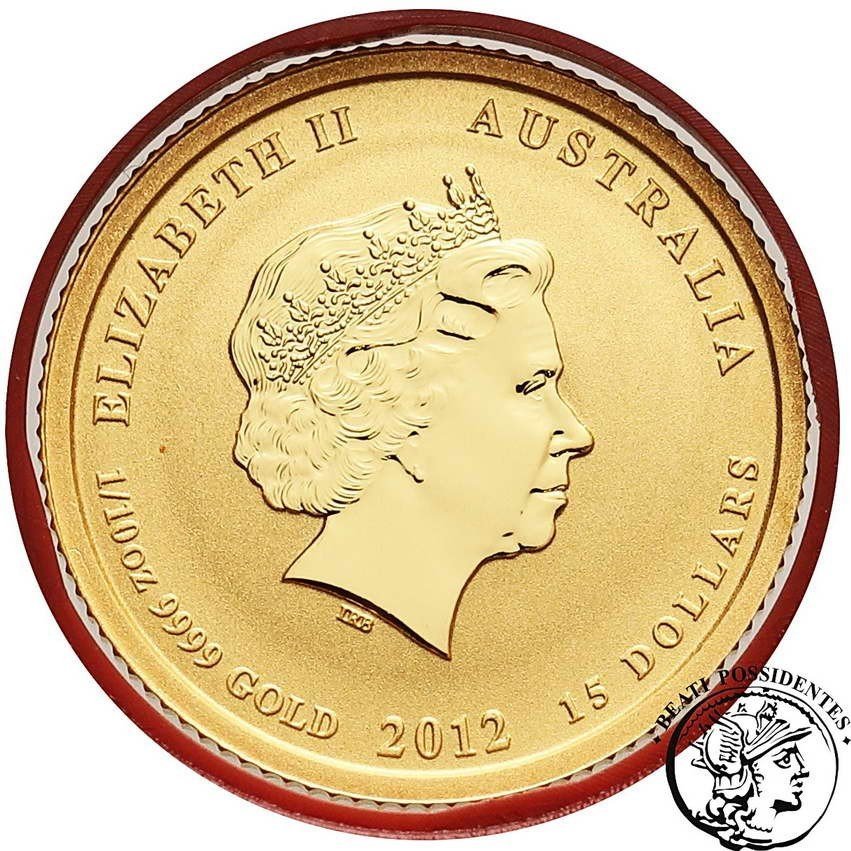 Australia Elżbieta II 15 dolarów 2012 rok smoka (1/10 Oz Au) st. 1