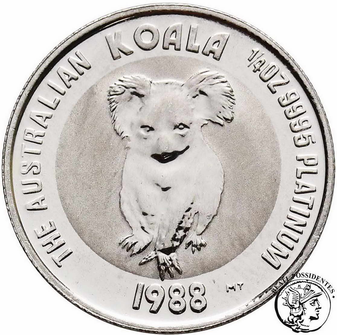 Australia Elżbieta II 25 dolarów 1988 Koala PLATYNA st. L