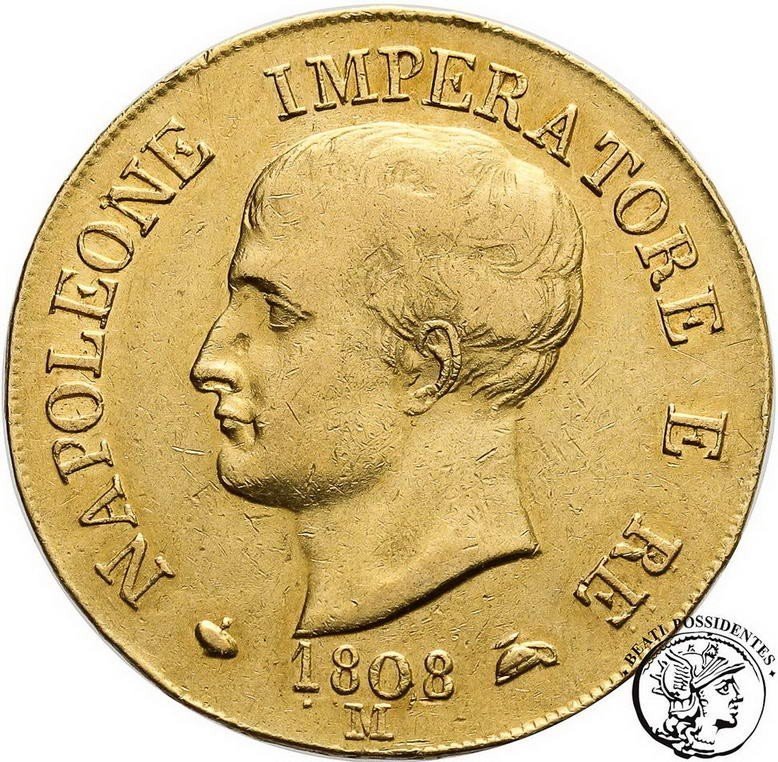 Włochy Napoleon I Bonaparte 40 Lirów 1808 M st. 2-