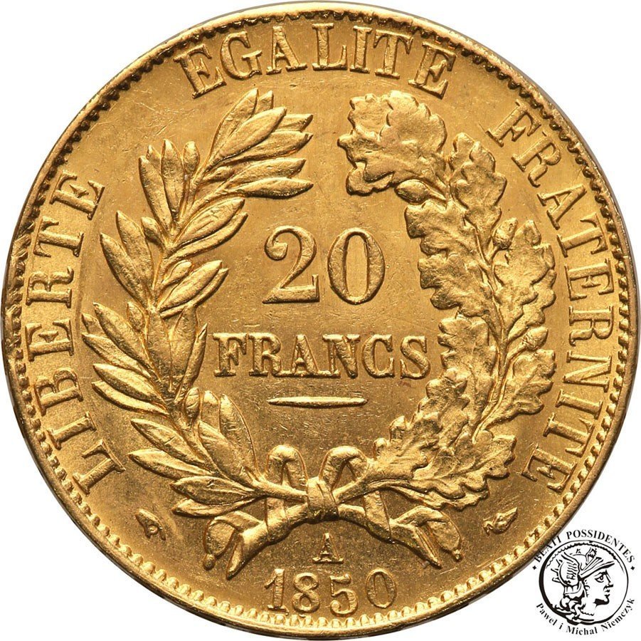 Francja 20 franków 1850 A st. 2+
