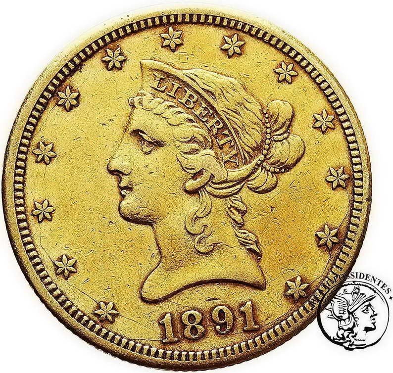 USA 10 Dolarów 1891 CC - Carson City st. 3