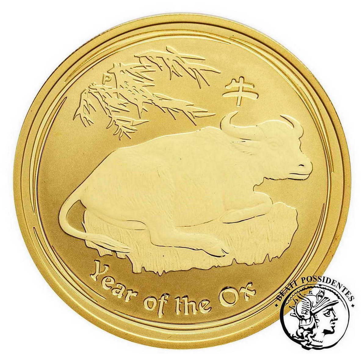 Australia Elżbieta II 100 dolarów 2009 1 Oz Rok Wołu st. L stempel lustrzany