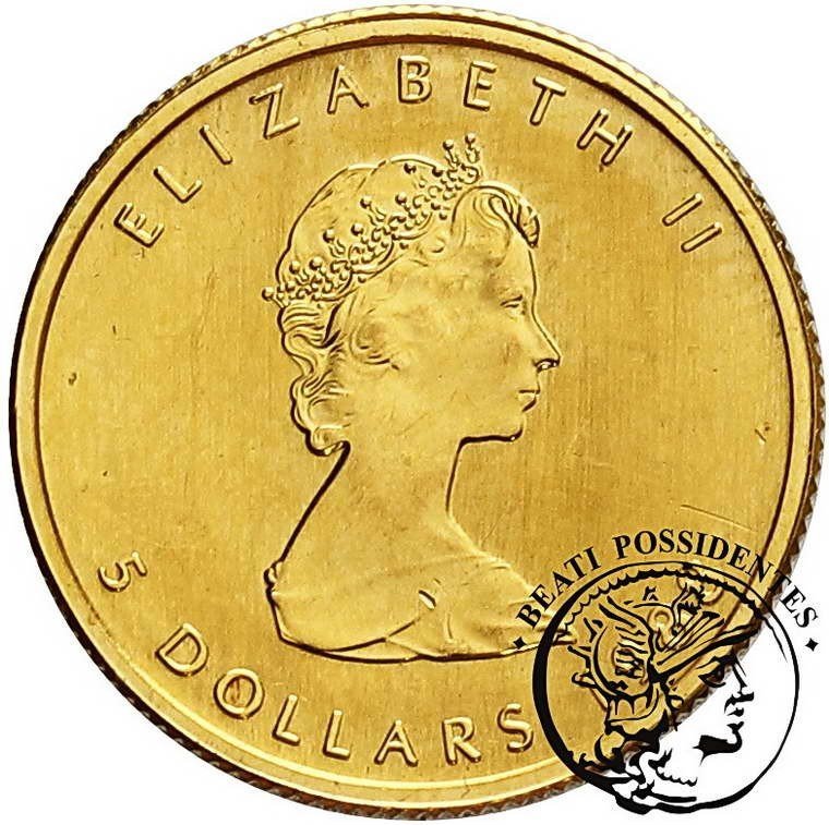 Kanada Elżbieta II 5 dolarów 1988 1/10 oz Au 999,9 st. 1-