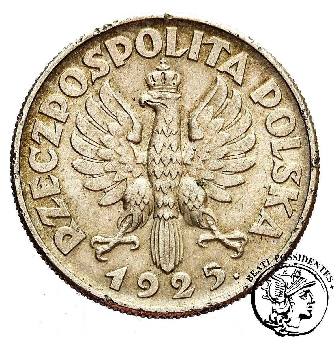 Polska II RP Kobieta z Kłosami  2 złote 1925 z Kropką st.3/3+