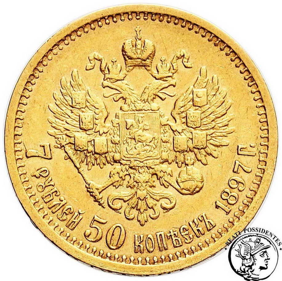 Rosja Mikołaj II 7,5 Rubla 1897 st.3+