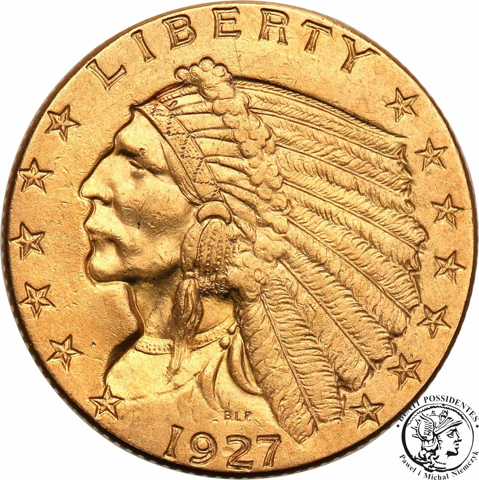 USA 2 1/2 dolara 1927 Philadelphia Indianin st.2