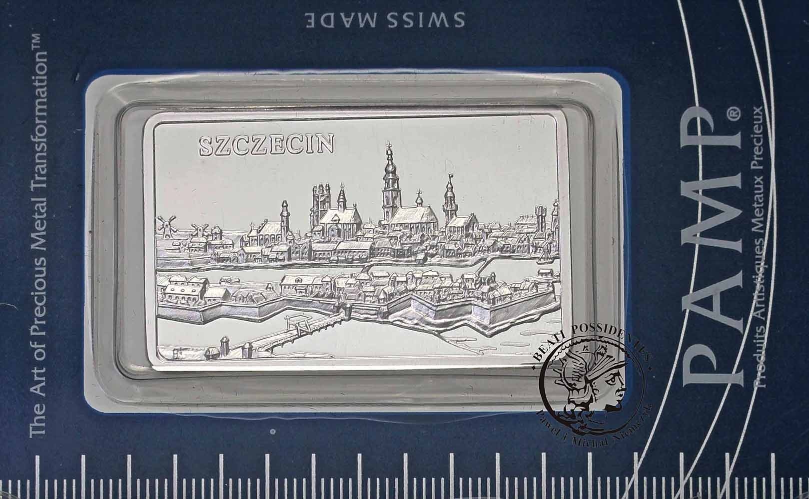 Polska sztabka 1 uncja czyste SREBRO Szczecin st.L