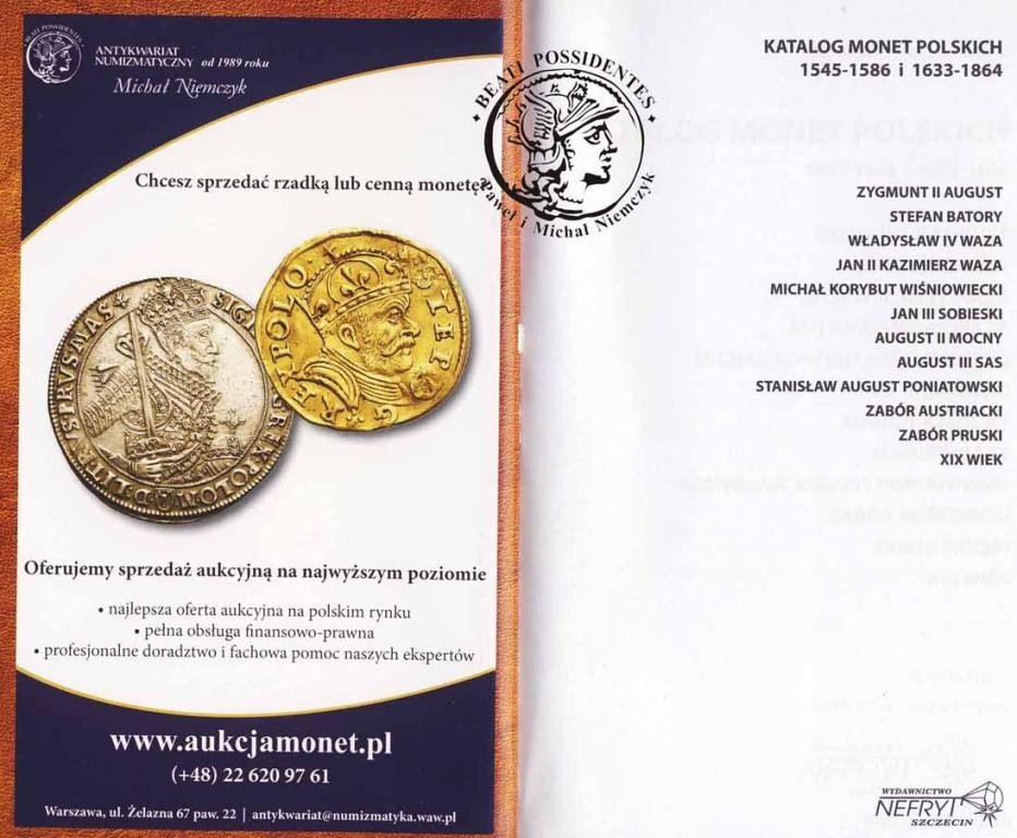 Janusz Parchimowicz - Katalog Monet Polskich 2015 1545-1586 i 1633-1864