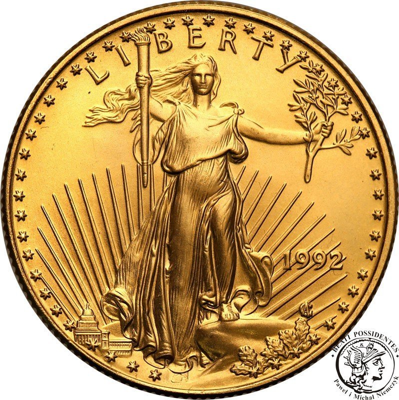 USA 25 dolarów 1992 (1/2 uncji złota) orzeł st.1