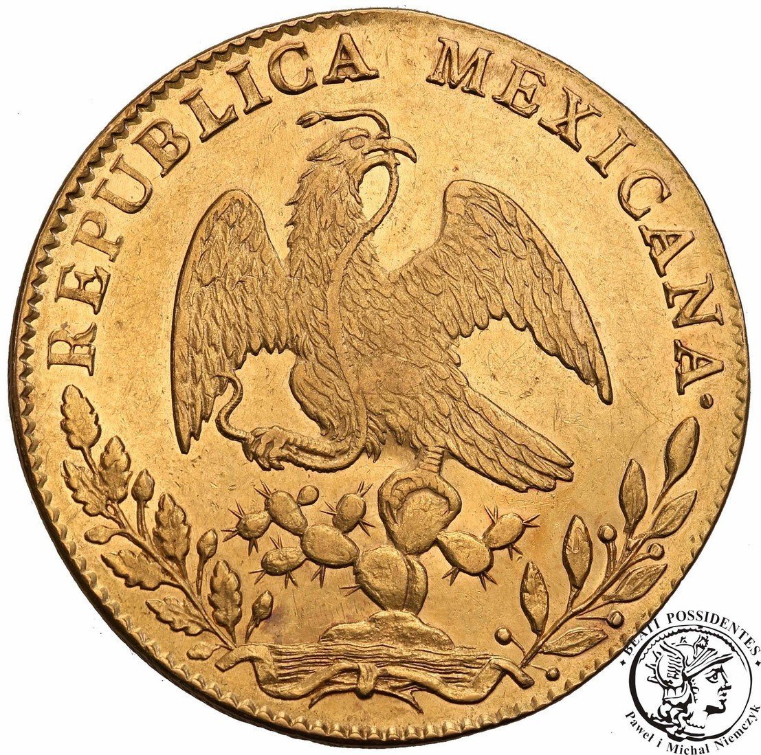 Meksyk 8 Escudo 1858 Mo F.H. st.2+