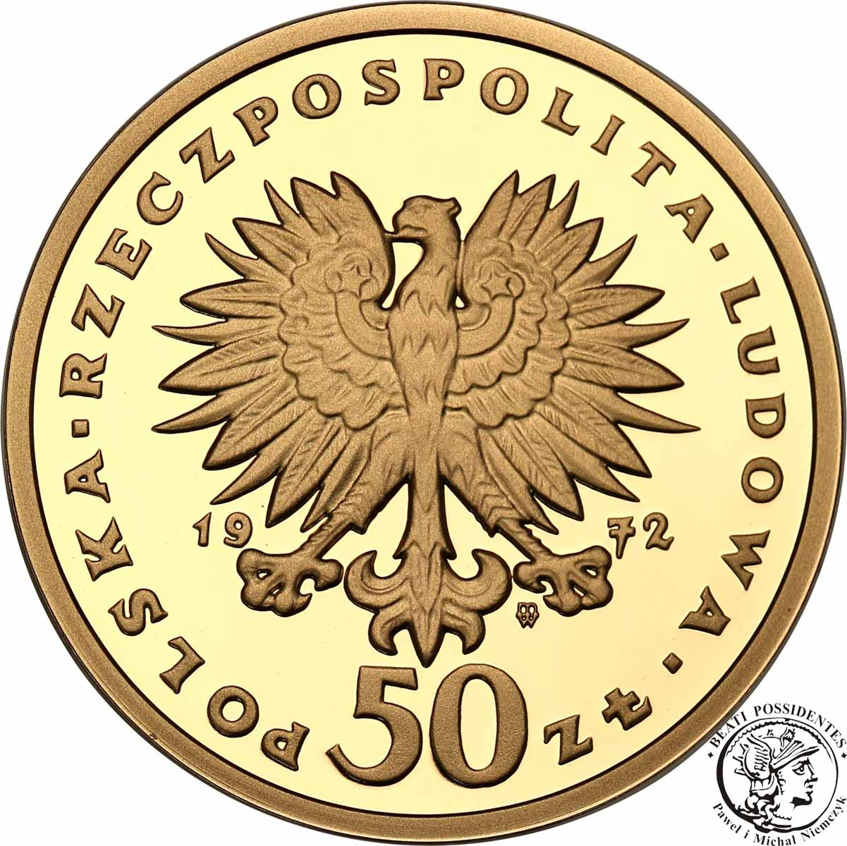 Replika monety 50 złotych 1972 Chopin  ZŁOTO st. L NISKI NAKŁAD tylko 100 szt.