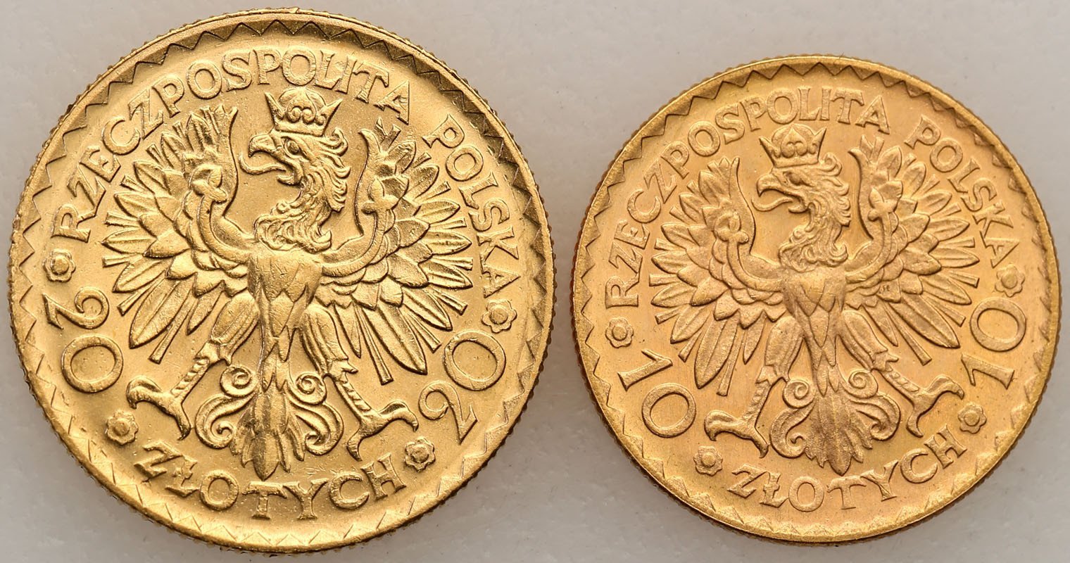 Polska II RP 10 + 20 złotych 1925 Chrobry lot 2 sztuk st.1