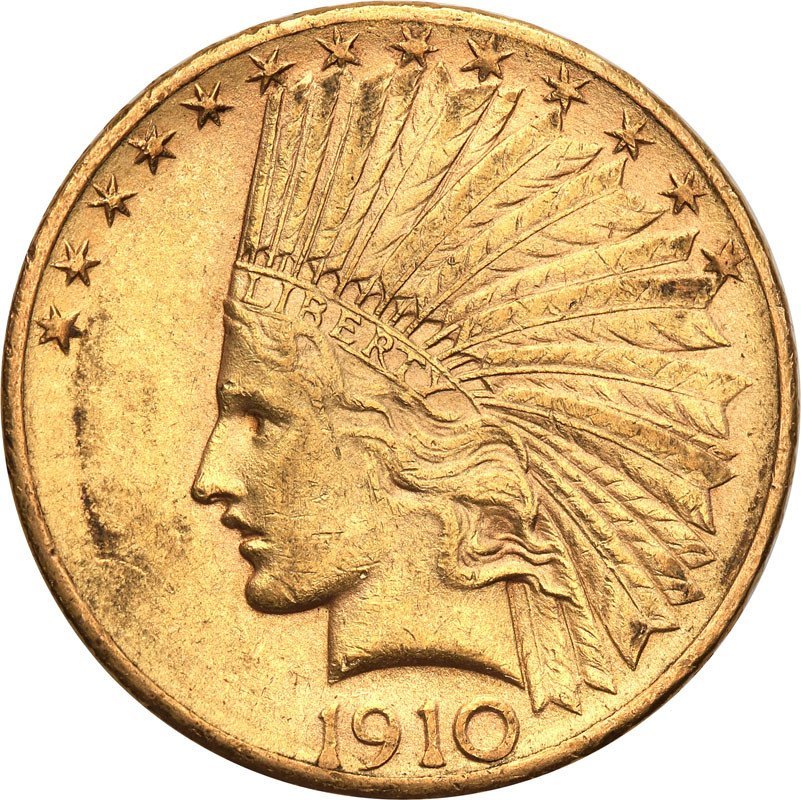 USA 10 dolarów 1910 D Indianin Denver st.2