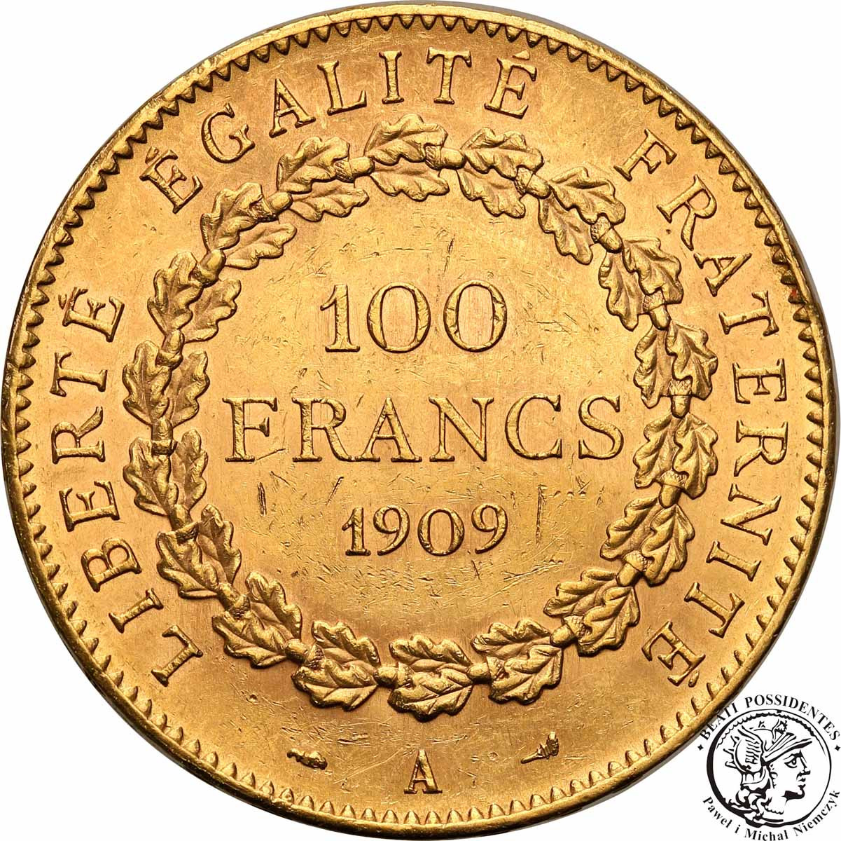Francja 100 franków 1909 A Anioł st.1- PIĘKNY