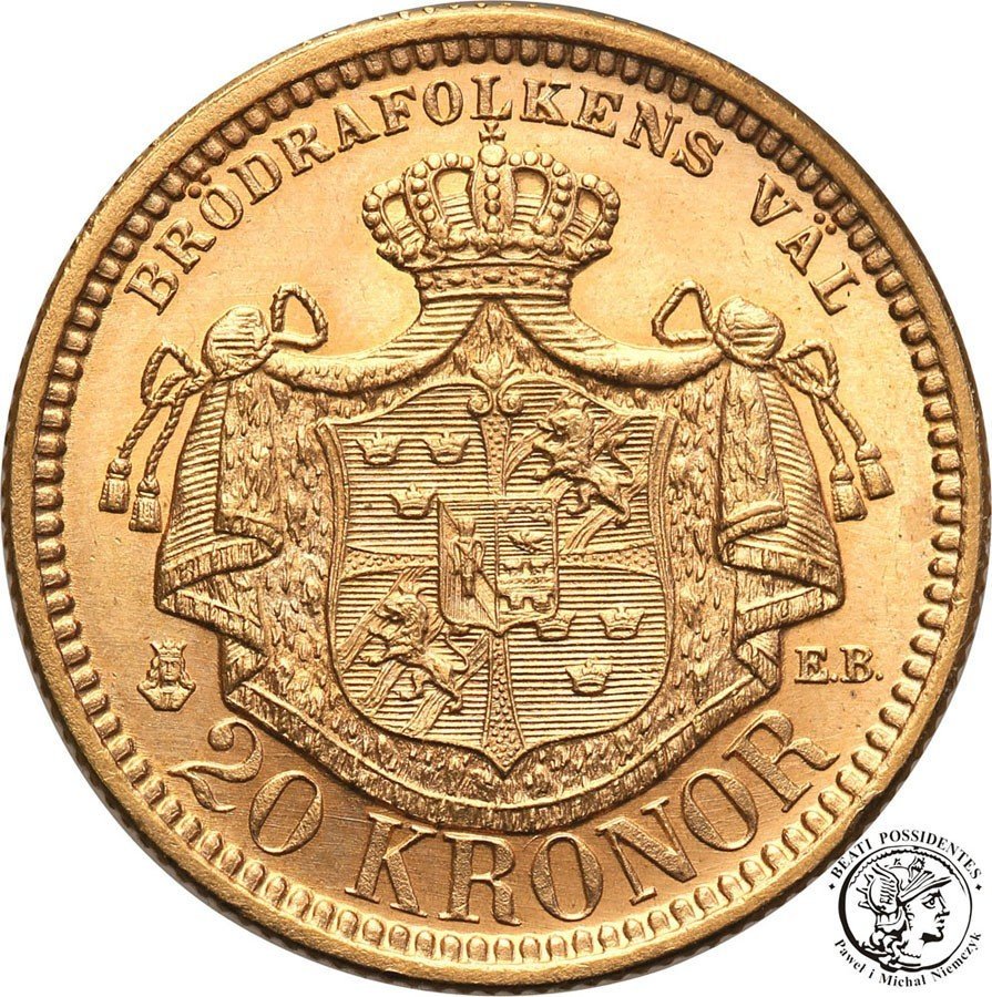 Szwecja 20 koron 1898 Oskar II st.1