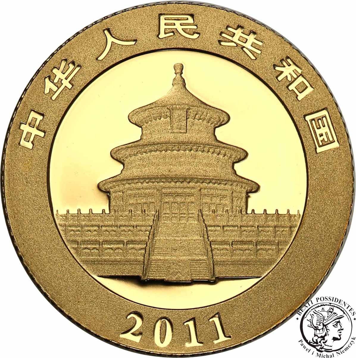 Chiny 50 Yuan 2011 Panda 1/10 uncji złota st. L