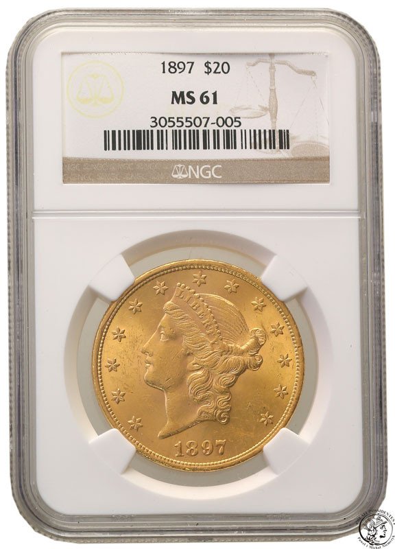 USA 20 dolarów 1897 Philadelphia NGC MS61