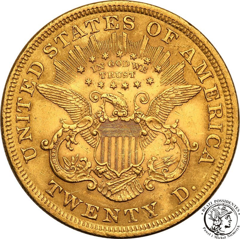 USA 20 dolarów 1873 TWENTY D Philadelphia st.1-/2+
