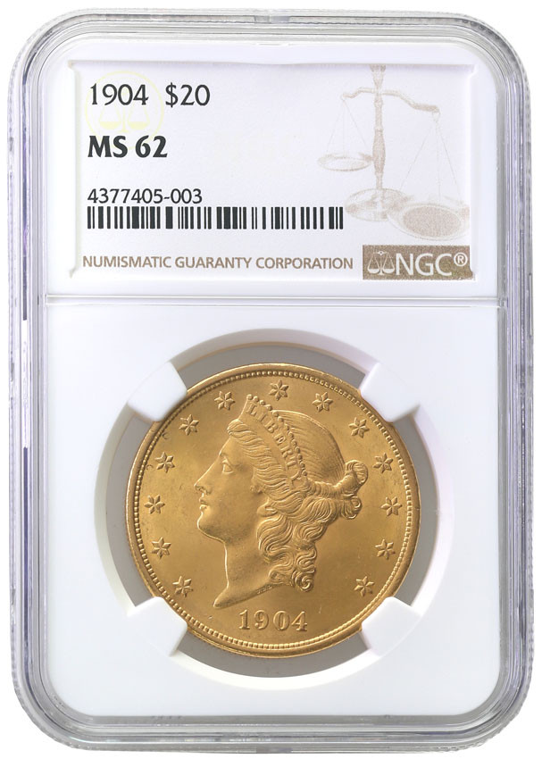 USA 20 dolarów 1904 NGC MS62