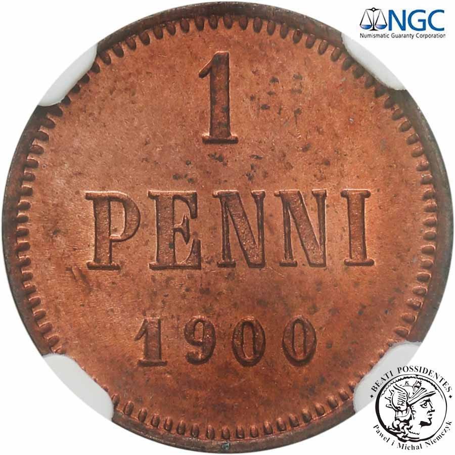 Rosja Mikołaj ll Finlandia (rosyjska) 1 penni 1900 NGC MS64 RB