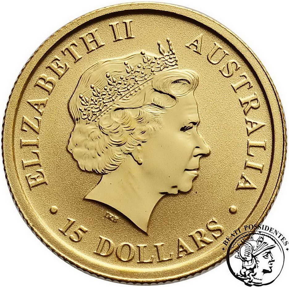 Australia Elżbieta II 15 dolarów 2011 1/10 Oz Au  kangur st. L stempel lustrzany