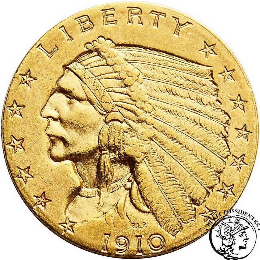 USA 2 1/2 dolara 1910 Indianin Filadelfia st. 2-