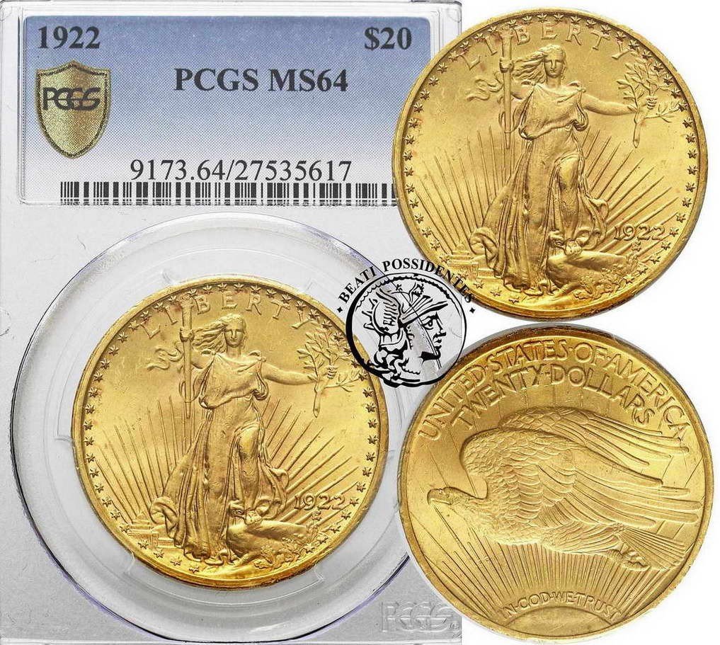 USA 20 dolarów 1922 (Philadelphia) PCGS MS64