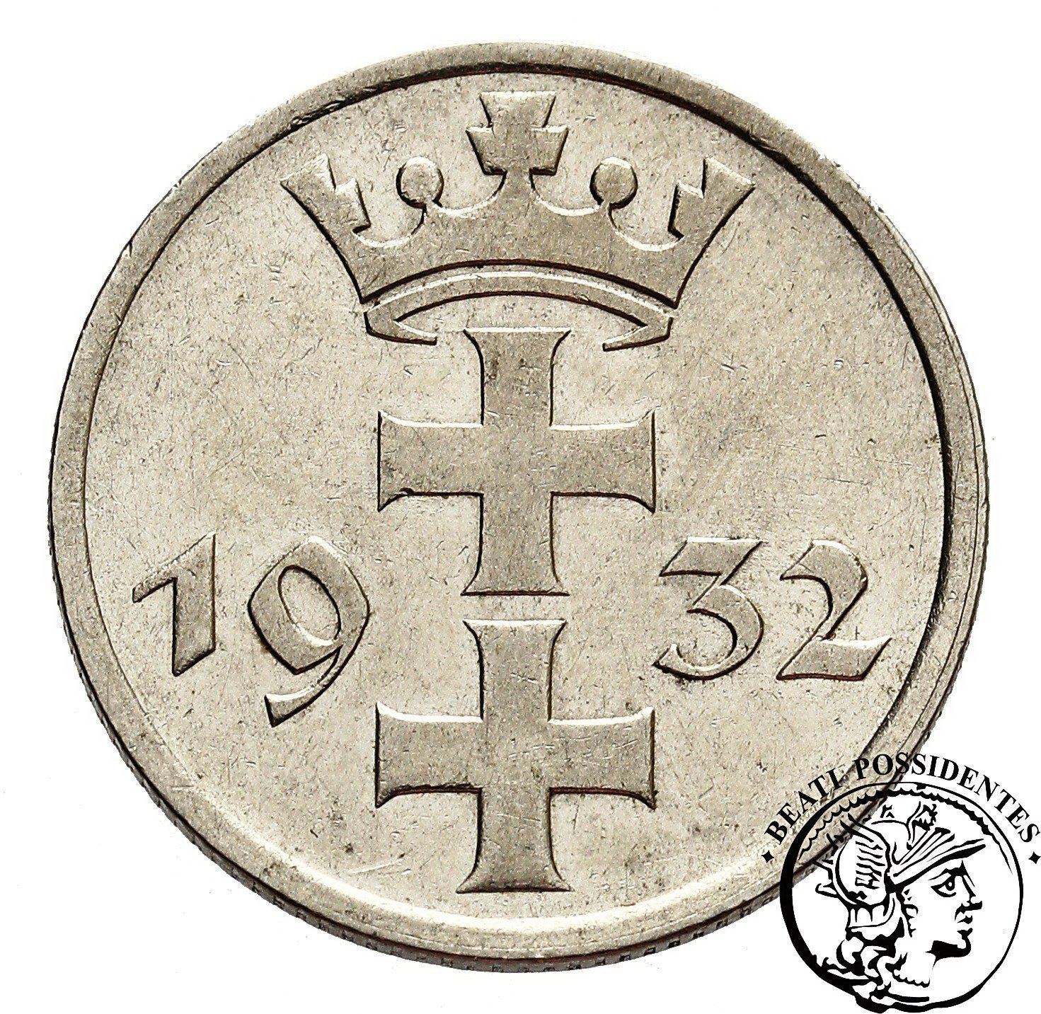Wolne Miasto Gdańsk 1 Gulden 1932 Nikiel st. 2+
