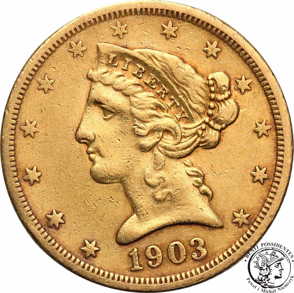 USA 5 dolarów 1903 S San Francisco st.3+