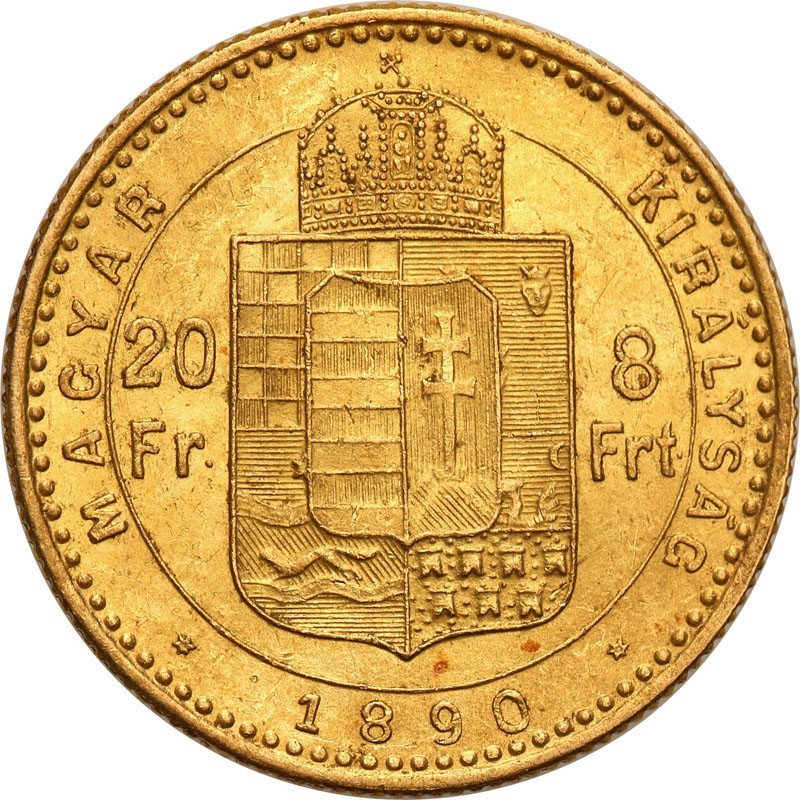Węgry 20 Franków = 8 Forint 1890 KB st.1