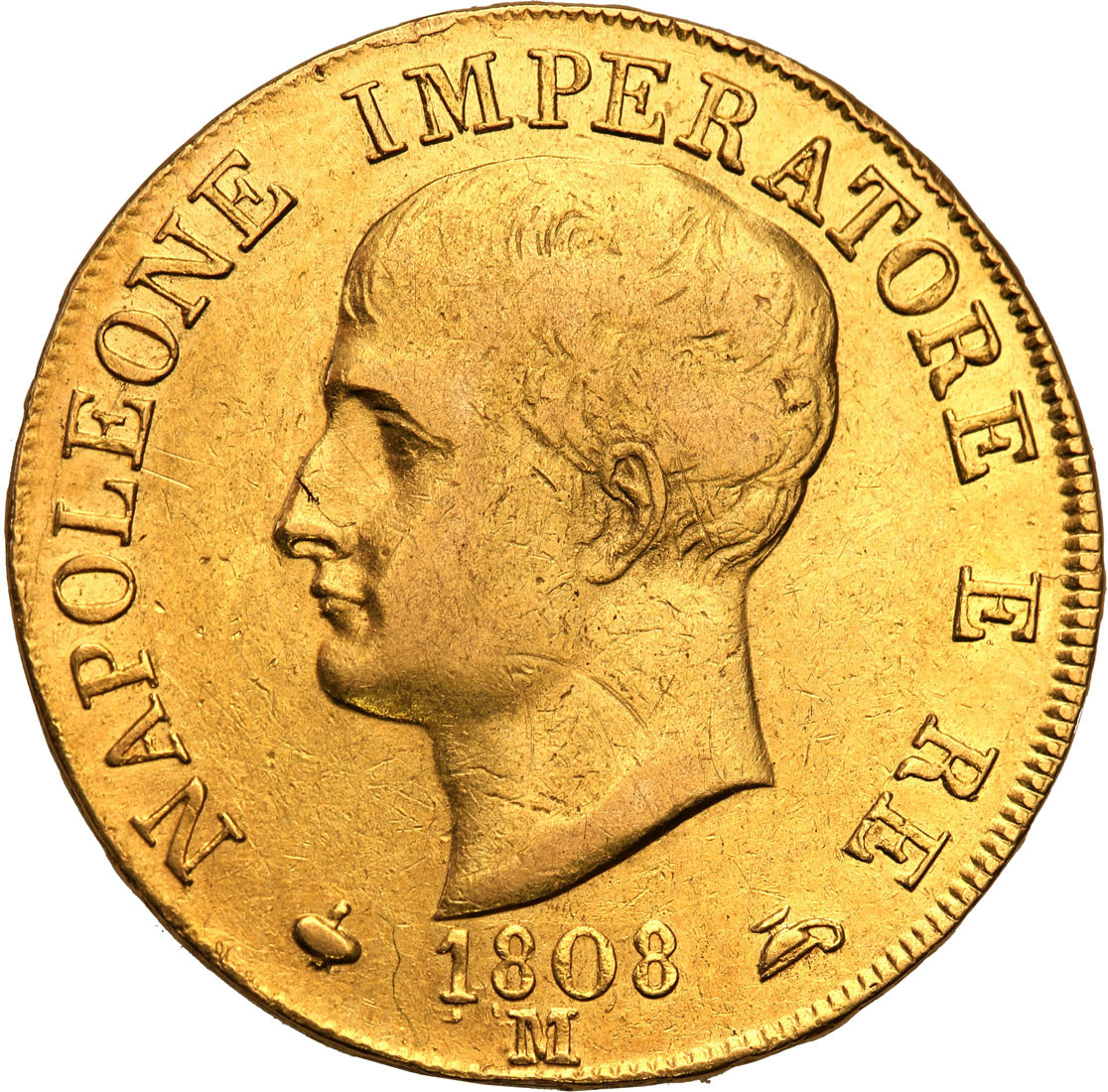 Włochy Napoleon I Bonaparte 40 Lirów 1808 M Mediolan st. 2-