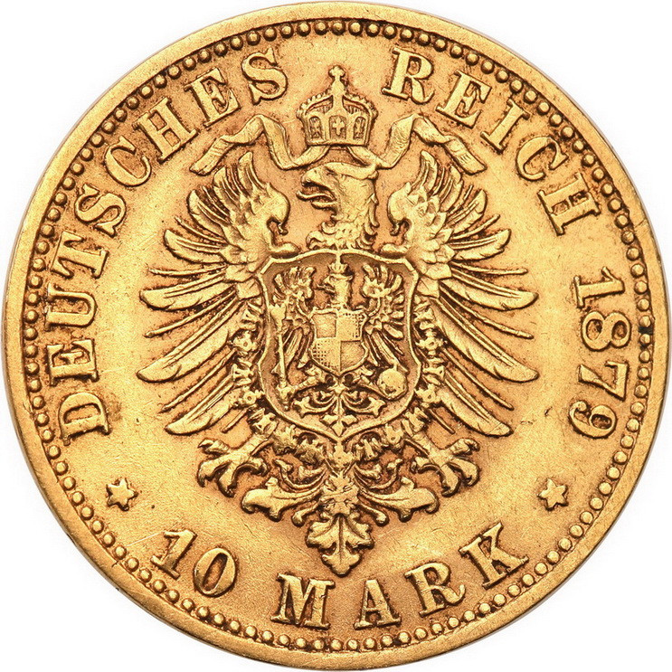Niemcy. Saksonia Albert 10 Marek 1879 E st. 2