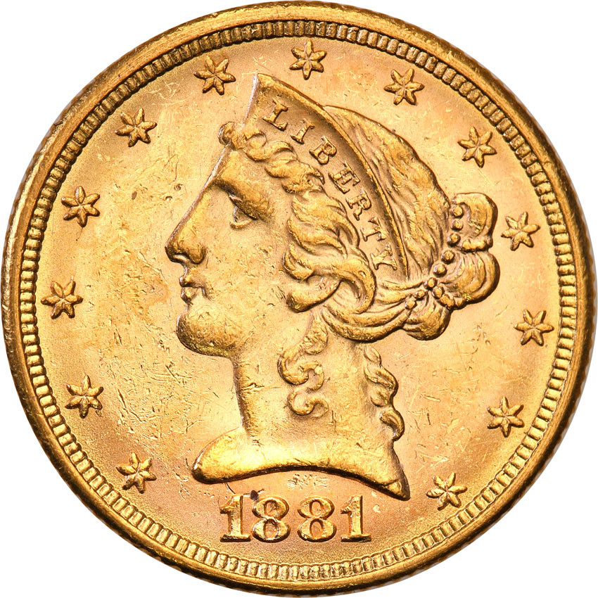 USA 5 dolarów 1881 Philadelphia st.1