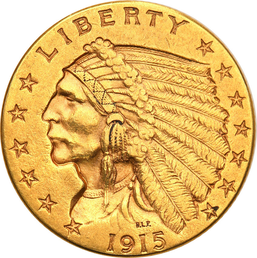 USA 2 1/2 dolara 1915 Indianin st.2