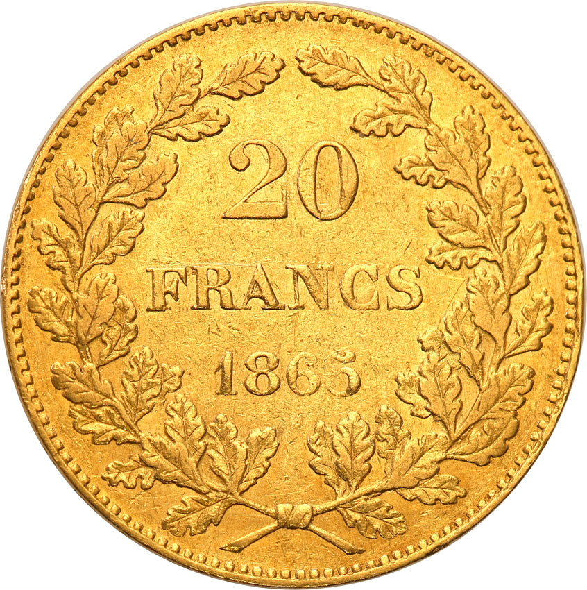 Belgia 20 franków 1865 st.3