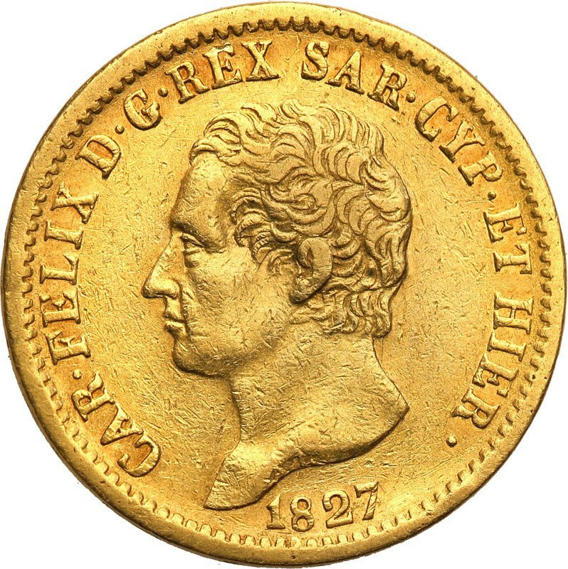 Włochy 20 lirów 1827 Sardynia (orzeł) st.2-