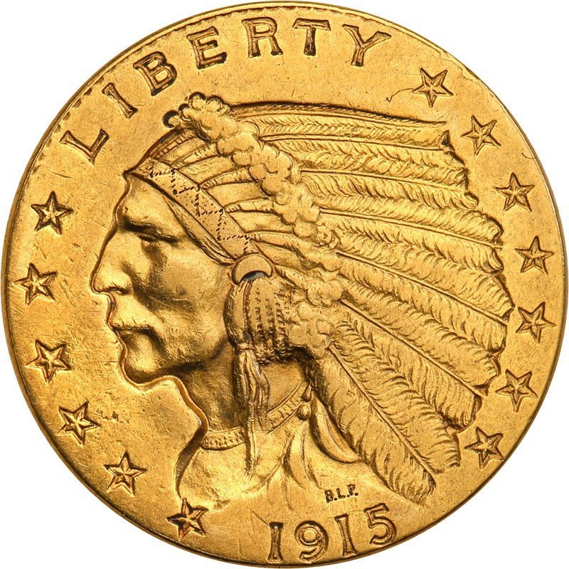 USA 2 1/2 dolara 1915 Indianin st.2
