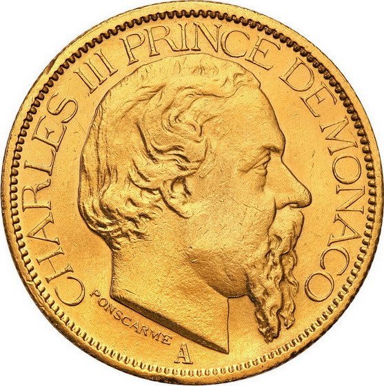 Monako 100 franków 1882 Charles III  st. 1-